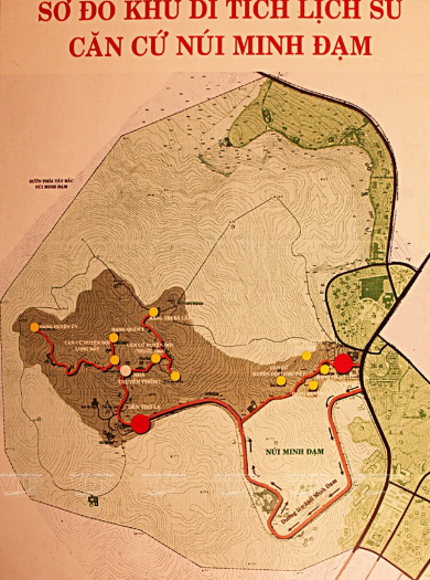 Bản đồ dùng Khu di tích lịch sử lịch sử hào hùng địa thế căn cứ núi Minh Đạm