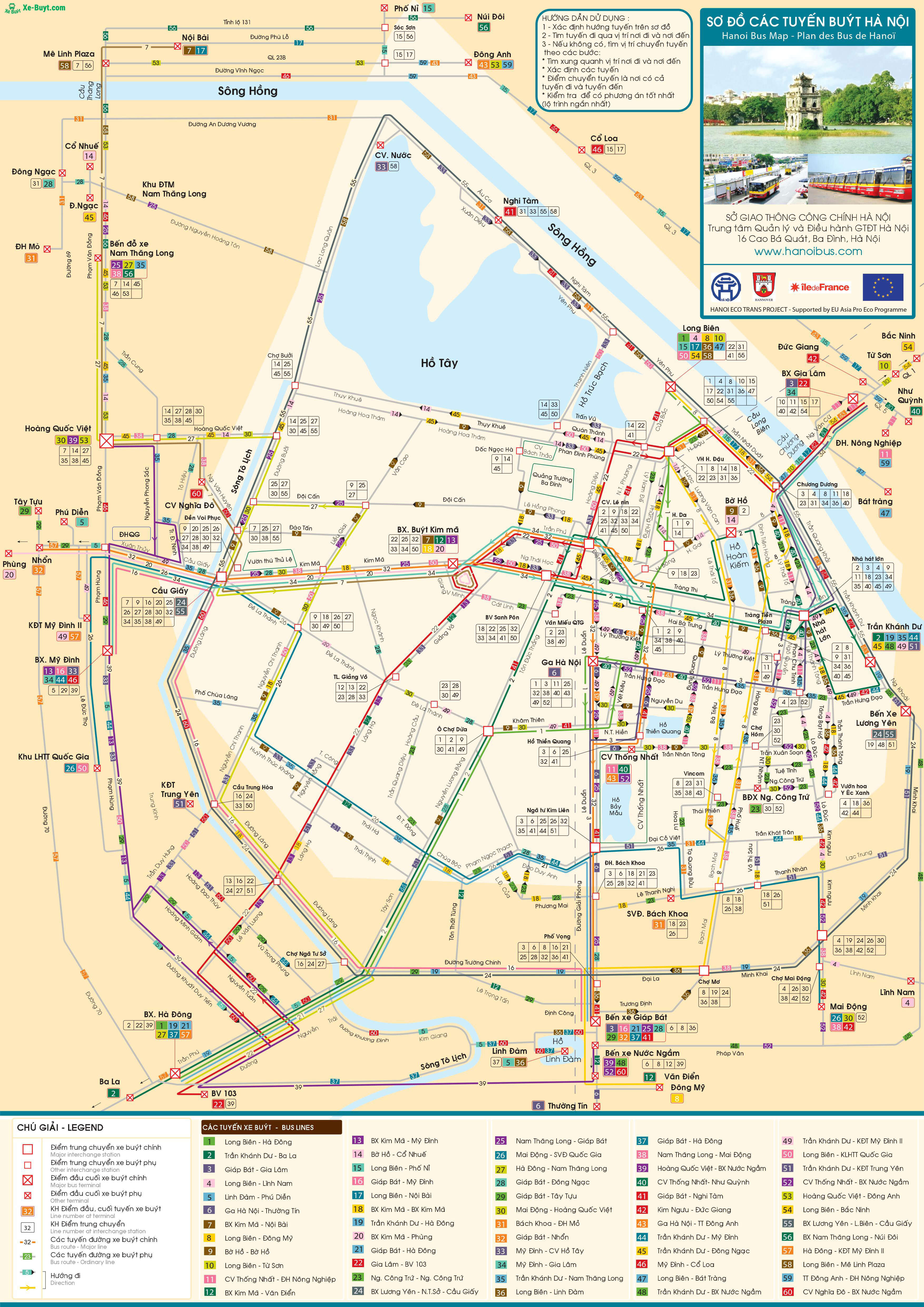 bản đồ các tuyến xe bus Hà Nội
