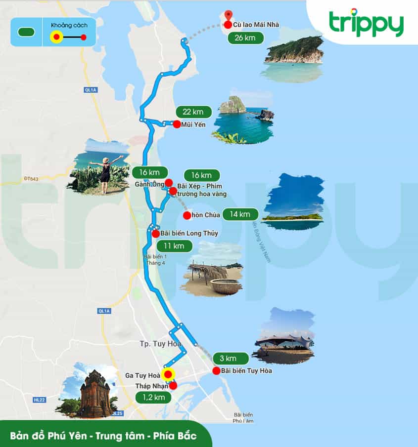 Bản đồ du lịch Phú Yên đầy đủ và mới nhất - Vntrip.vn