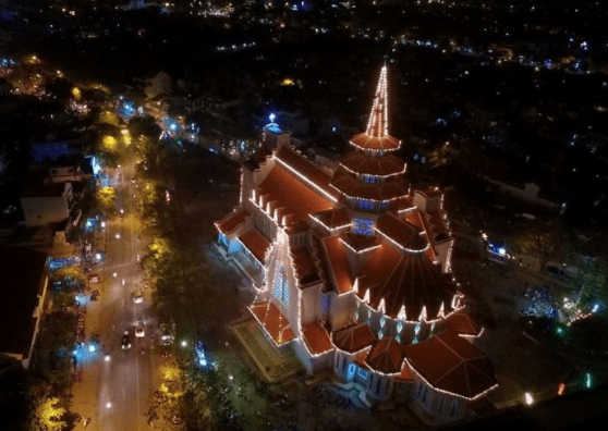 The image of the Redemptorist church is seen from above