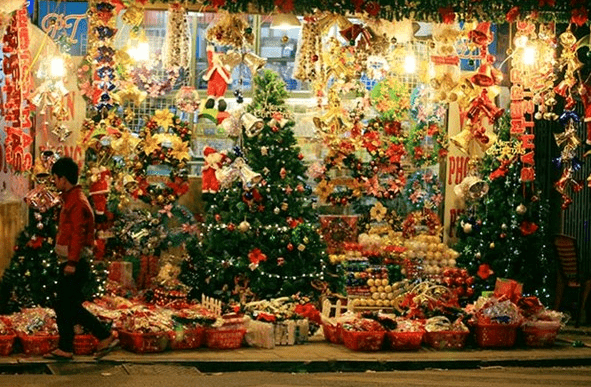 The Chinatown in Saigon is filled with Christmas atmosphere