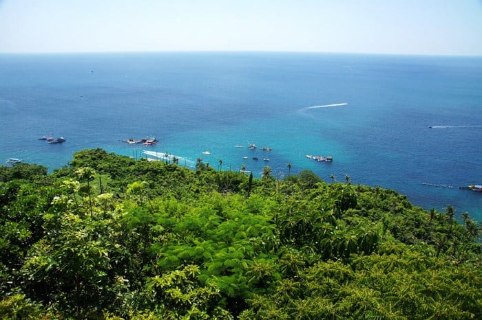 Cù Lao Xanh nằm nổi bật giữa biển trời Quy Nhơn với màu xanh mát của cây cối (Ảnh sưu tầm)