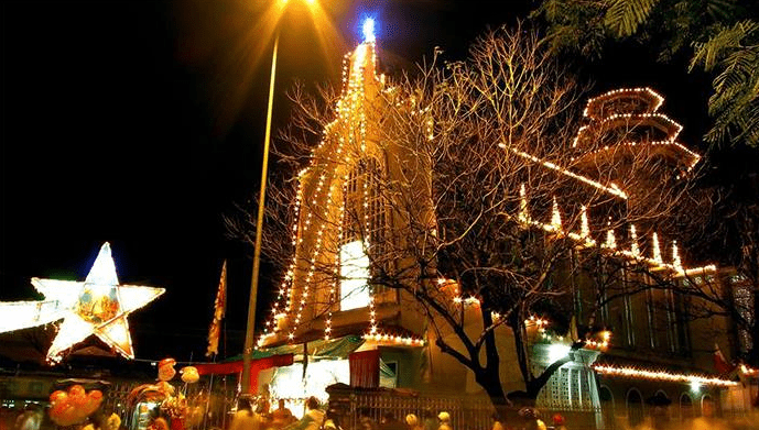 The Redemptorist Church shimmering at night