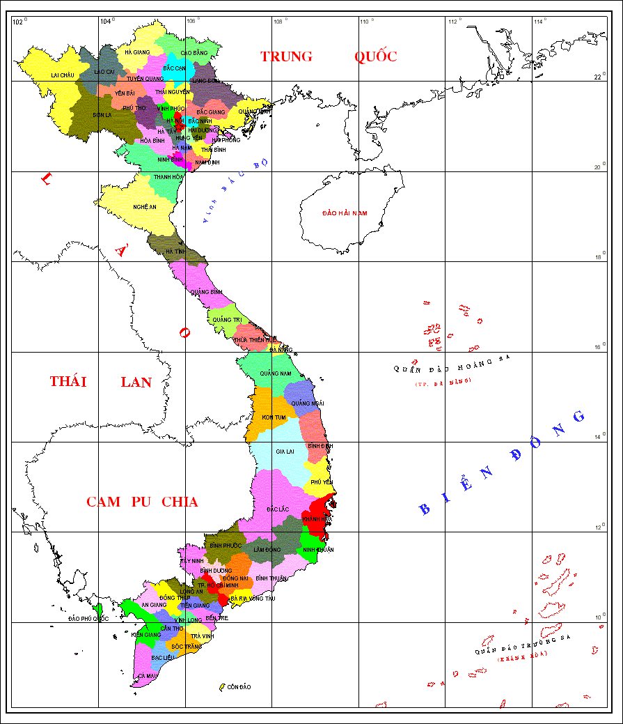 Bản đồ vùng địa lý Việt Nam. (Ảnh ST)