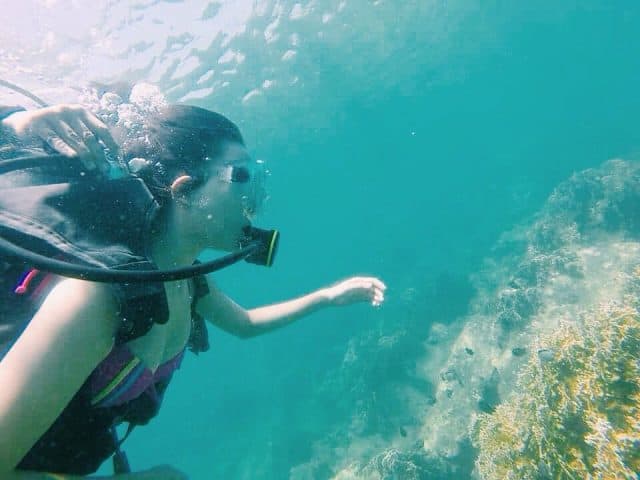 Cảm giác đeo kính bơi và úp mặt xuống nước bạn có thể thoả thích nô đùa với cá, ngắm nhìn san hô (Ảnh sưu tầm) 