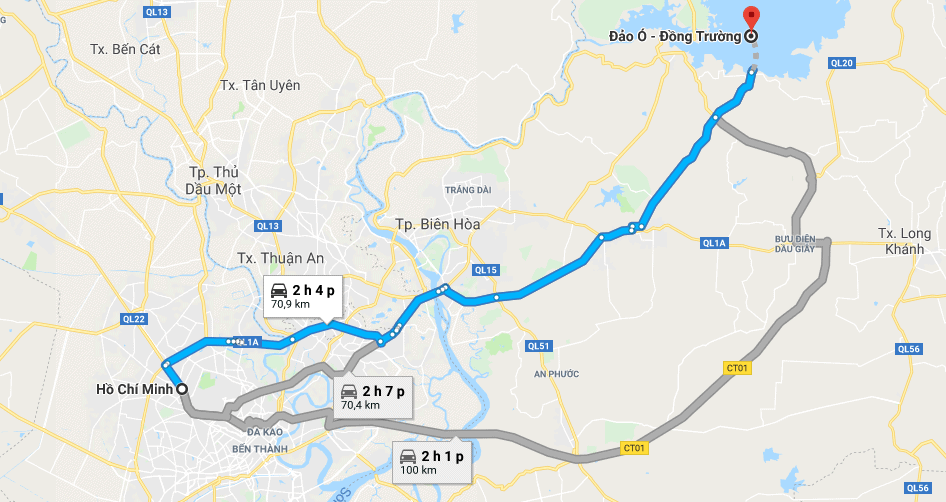 Bản đồ đường đi Đảo Ó - Đồng Trường