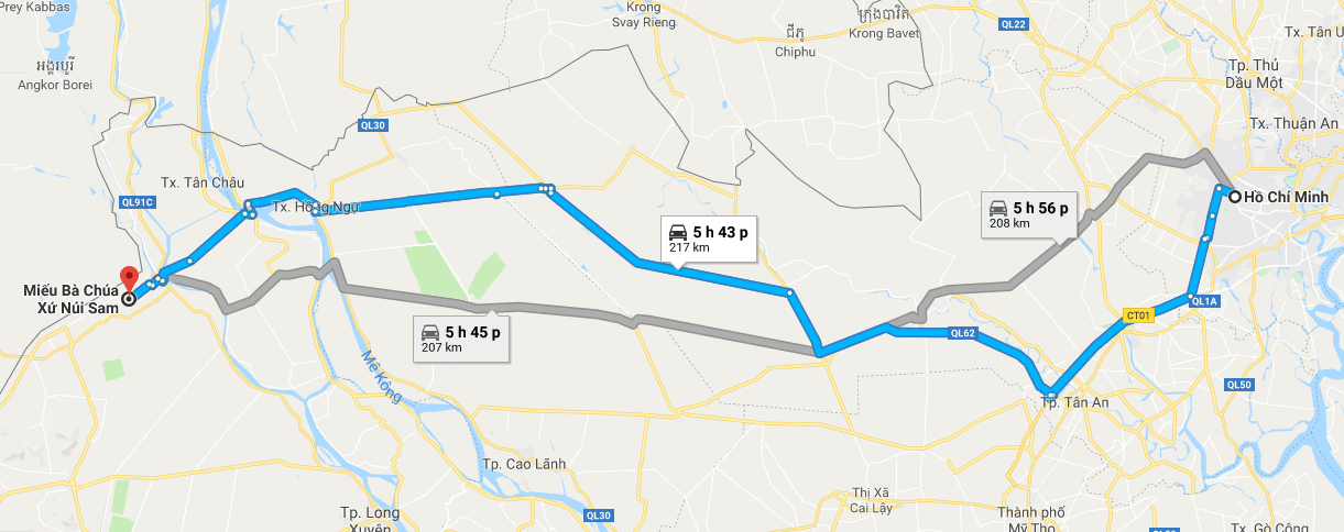 Bản đồ đường đến Bà Chou Dốc chùa Giang