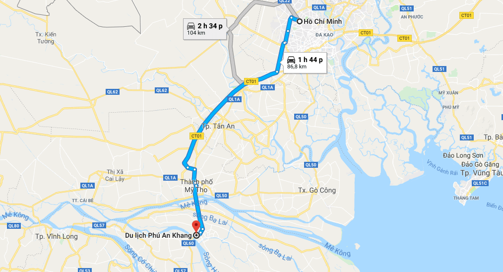 Bản đồ đường đi tới khu du lịch Phú An Khang