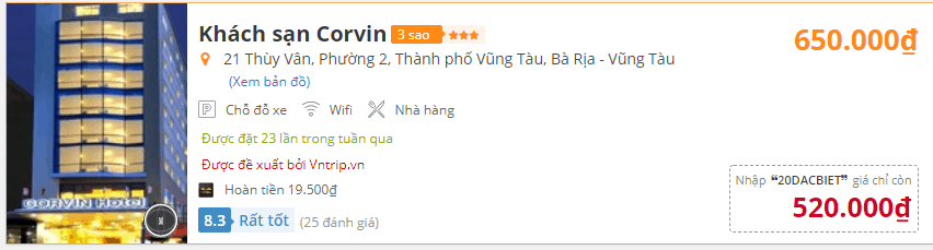 Khách sạn Corvin Vũng Tàu 3 sao Khách sạn Corvin Vũng Tàu 3 sao