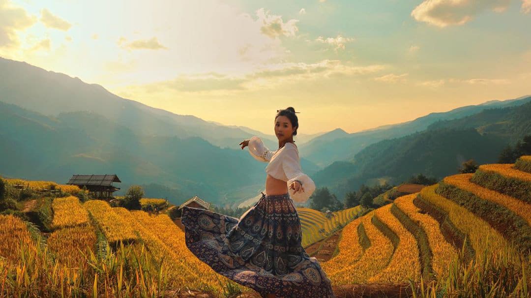 Mu kong chai đẹp đến ngỡ ngàng trong mùa lúa chín.  Hình ảnh: Instagram @ julie.2018